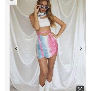 Luna B cotton candy Fringe Mini Skirt (small)